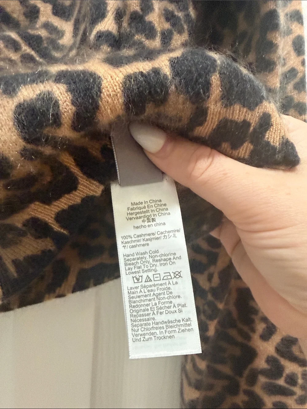 J Crew Brushed Cashmere Shrunken Crewneck Sweater In Leopard Print Medium